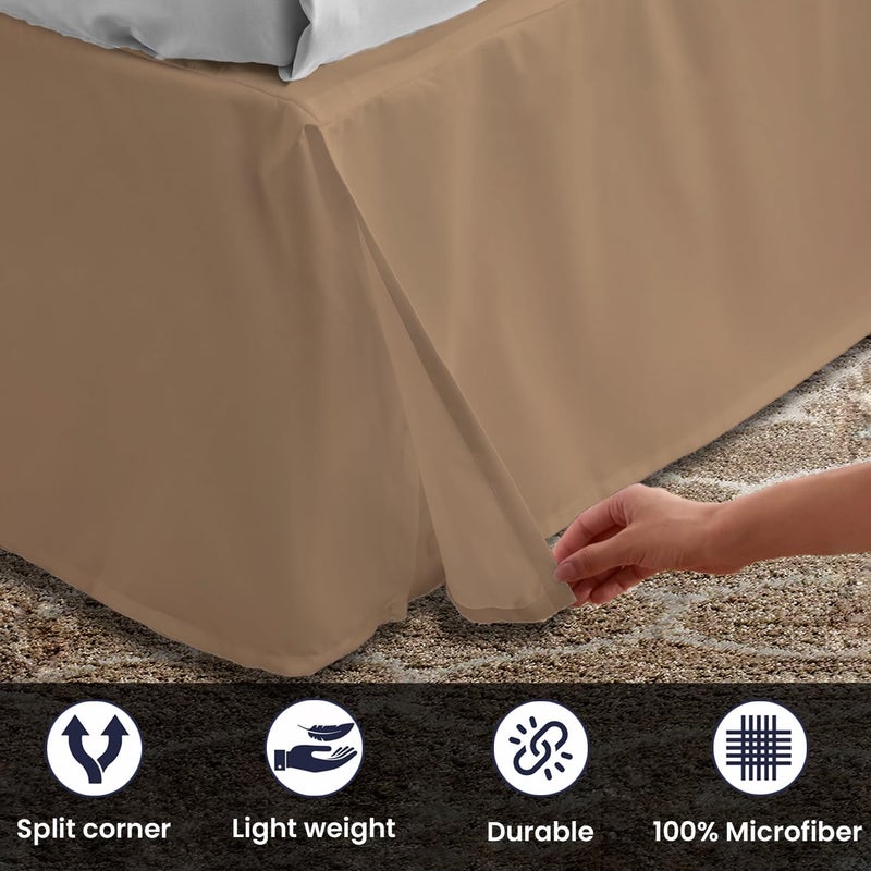 SGI Bedding 12 inch Drop Bed Skirt Queen Size - Platform Style with Secure Fit, Classic Tailored Look, Elegant Pleated Style Dust Ruffle, Split Corners, Wrinkle Resistant Microfiber - Camel Brown - Image 5